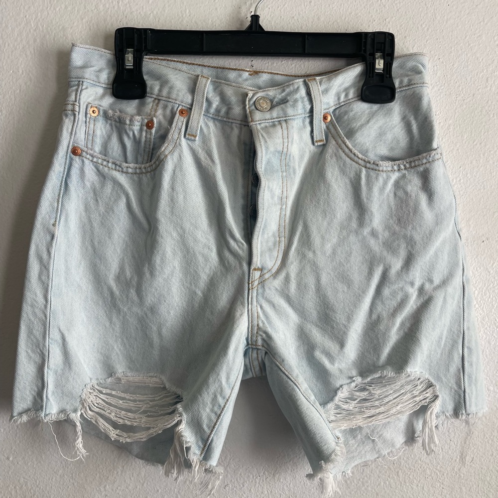 Levi's 501 Light Blue Denim Jeans with Tan Leather Patch
